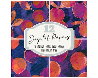 12x Layered Peaches Junk Journal Paper Magenta Orange Digital Paper Pack Distressed Texture Scrapbook Paper Ephemera JPGs Digital Download