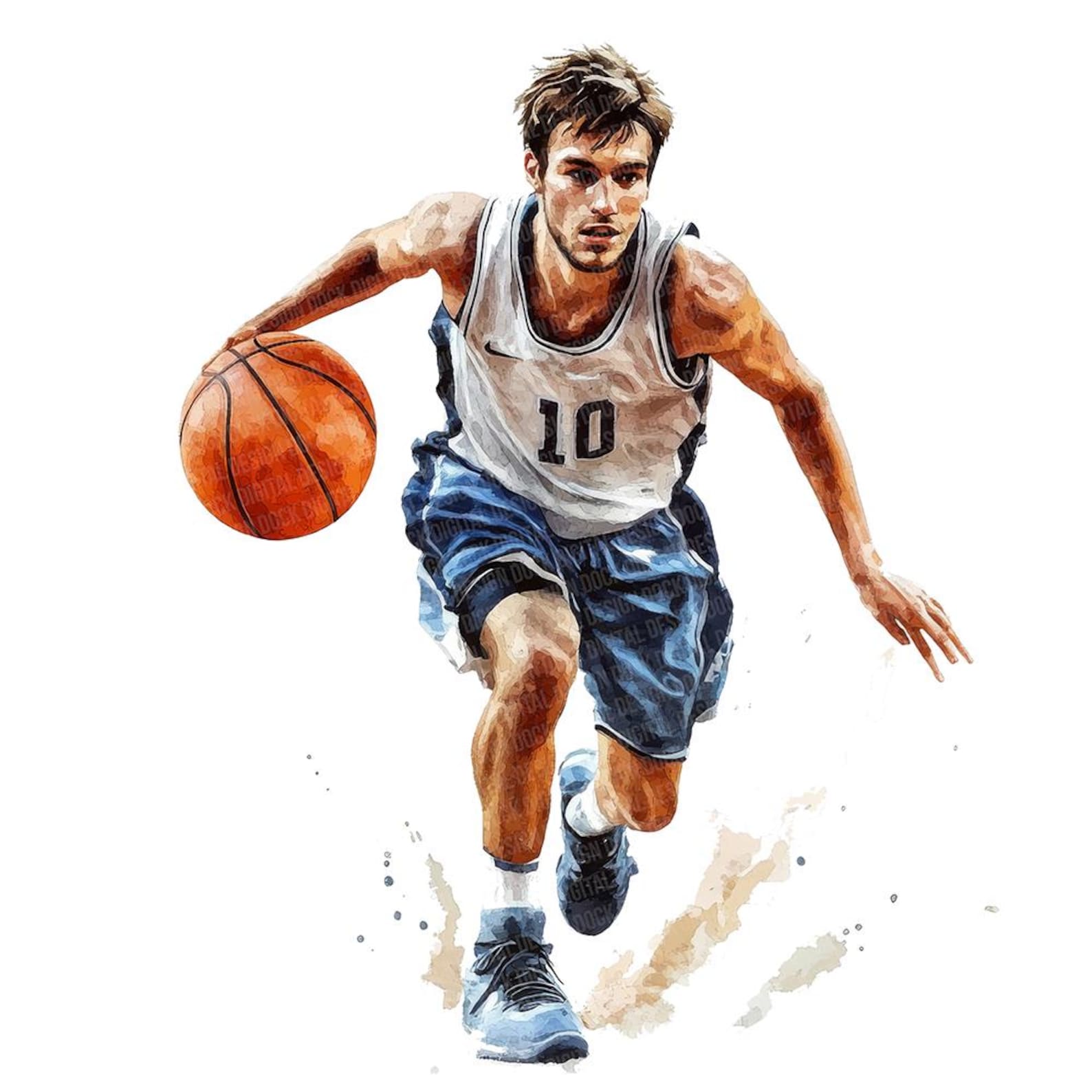 Basketball Player PNG Clipart, 12x Watercolor Basketball Clip Art Set ...