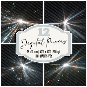 12x Prism Burst Streak Junk Journal Paper Digital Paper Pack Light Ray Backgrounds Printable Ephemera Scrapbook Paper JPGs