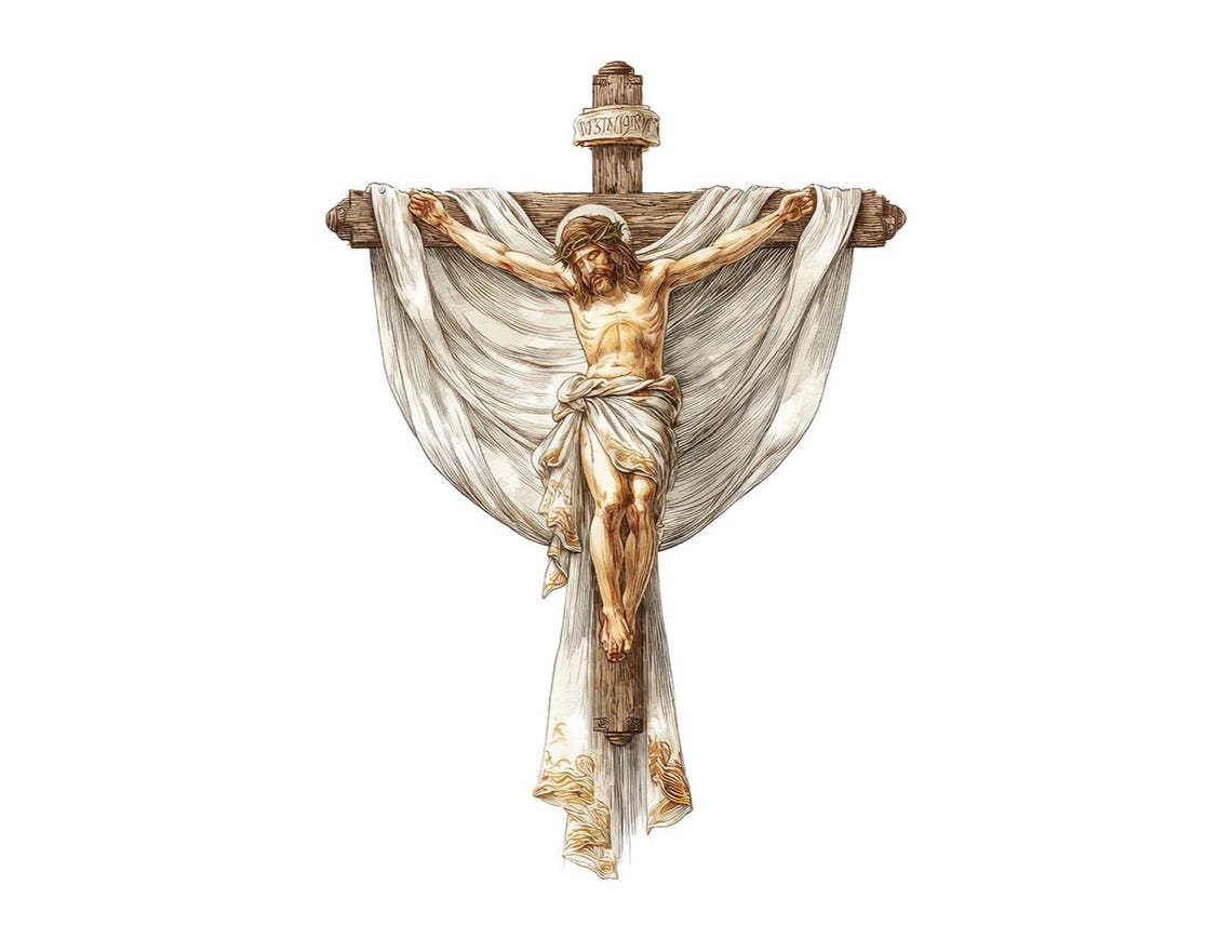 12x Jesus Cross PNG Clipart, Draped Crucifix Clip Art, Printable ...