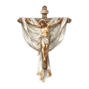 12x Jesus Cross PNG Clipart, Draped Crucifix Clip Art, Printable ...
