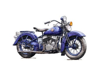 Imágenes prediseñadas de motocicletas, 12 imágenes PNG de motocicletas retro azules, conjunto de imágenes prediseñadas de bicicletas vintage, imágenes prediseñadas de acuarela imprimibles, descarga digital, PNG transparente