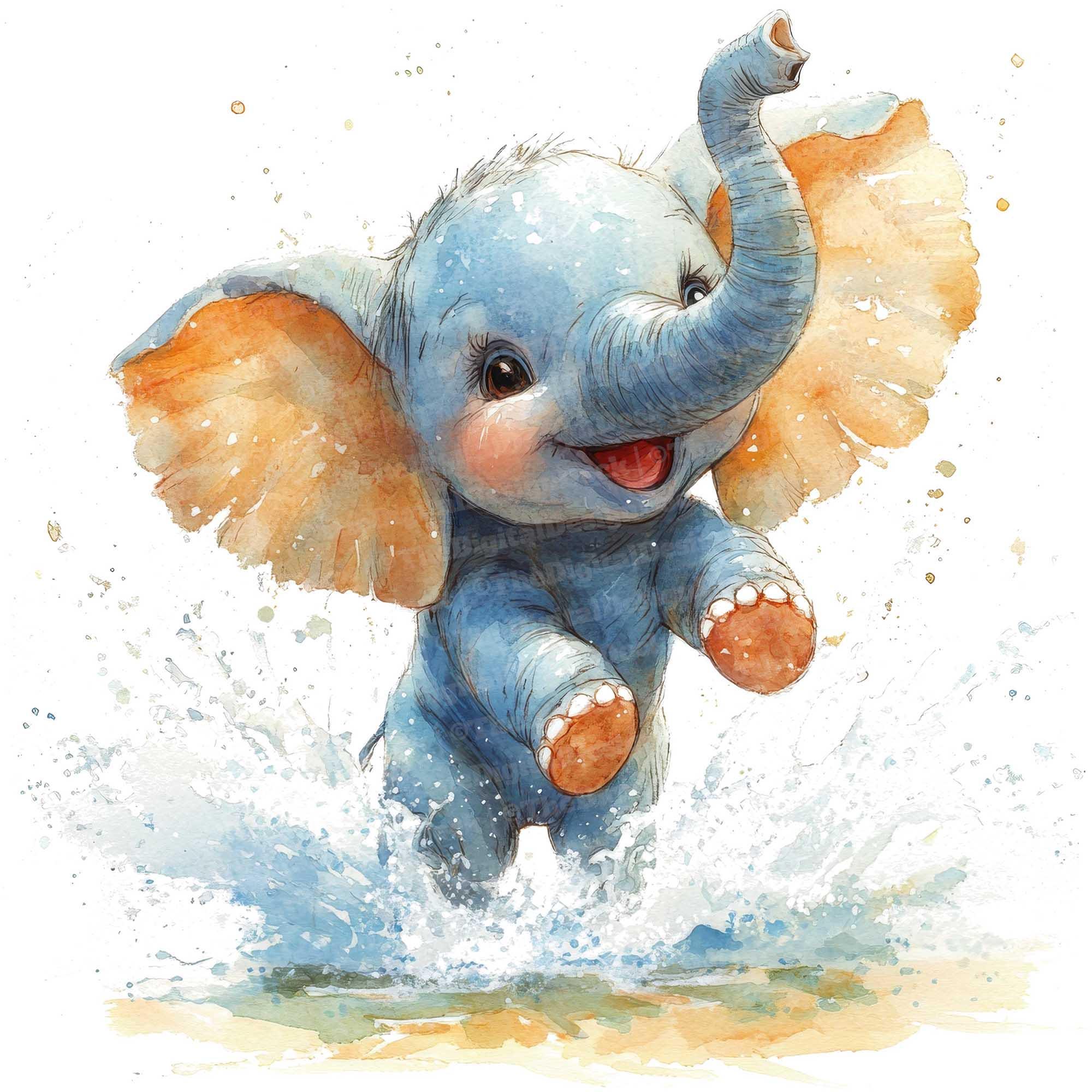 水彩画　(象) Eng sub] 5min Easy Watercolor | African Elephant - YouTube