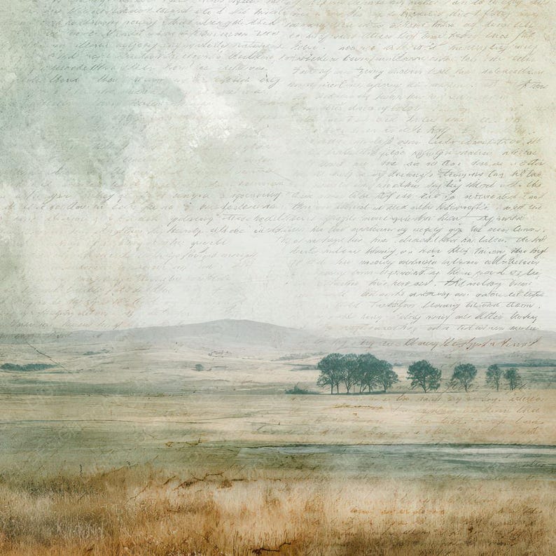 12x Vintage Countryside Landscape Junk Journal Paper Rustic Field Scene ...