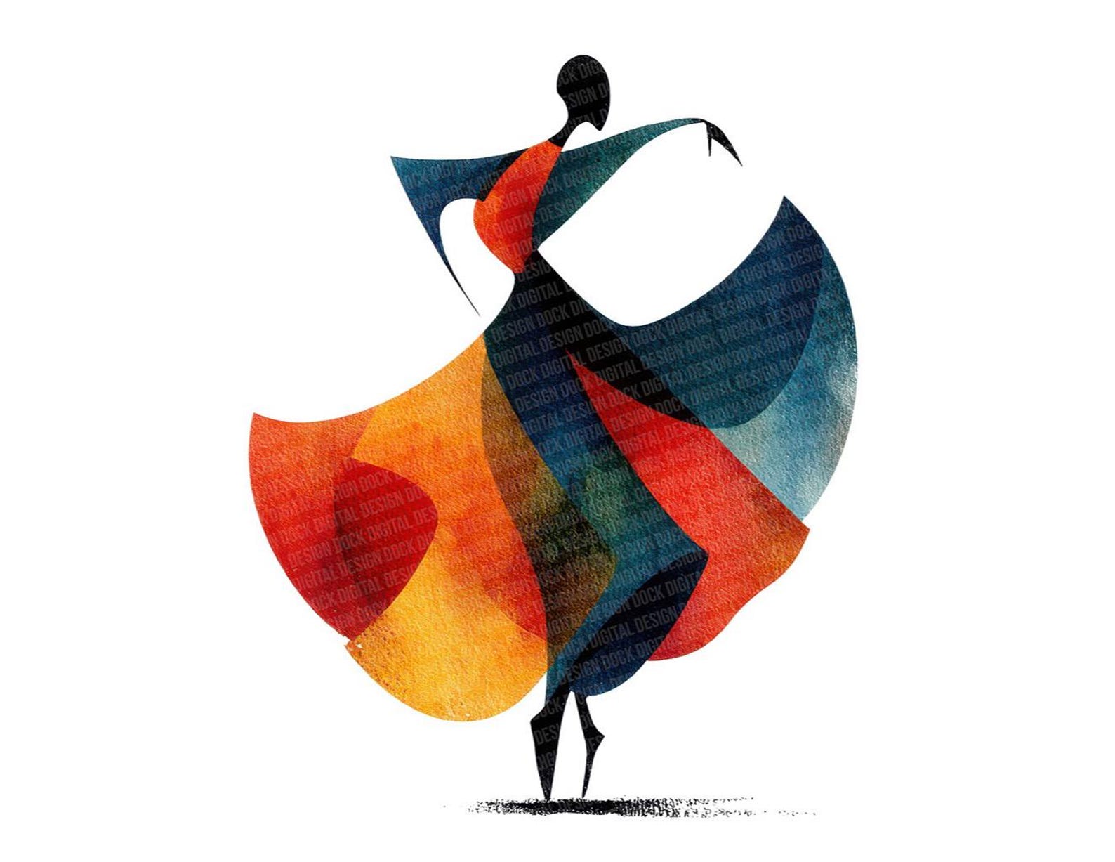 Abstract Dance Clip Art, 12x Colorful Figure Clipart Set, Printable ...