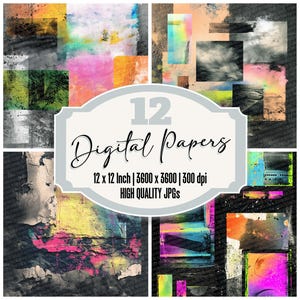 12x Papel de jornal de grafite de asfalto eco lixo urbano grunge pacote de papel digital JPGs de alta qualidade textura desgastada fundos de scrapbook