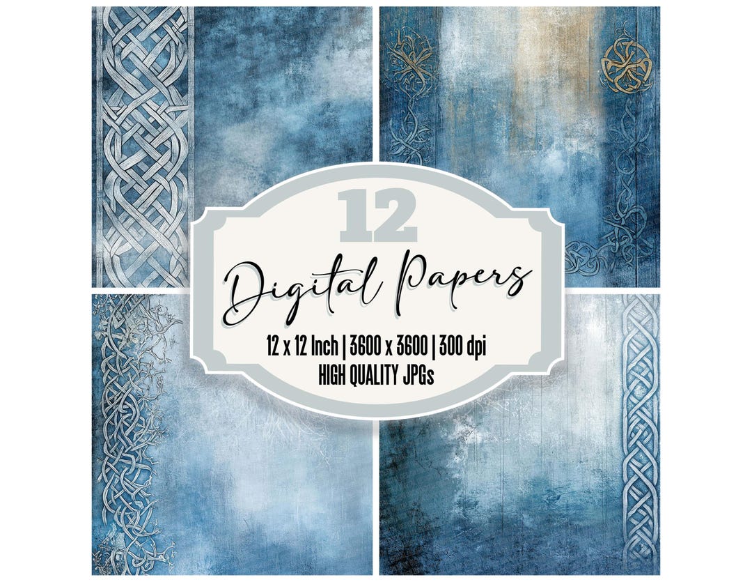 12x Nordic Saga Junk Journal Paper Digital Paper Pack Viking Knotwork ...