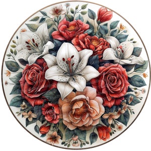 12 Clipart de mandala floral, clipart de rosas e lírios, clipart de aquarela para impressão, artesanato em papel, arte de parede, download digital, diários de lixo