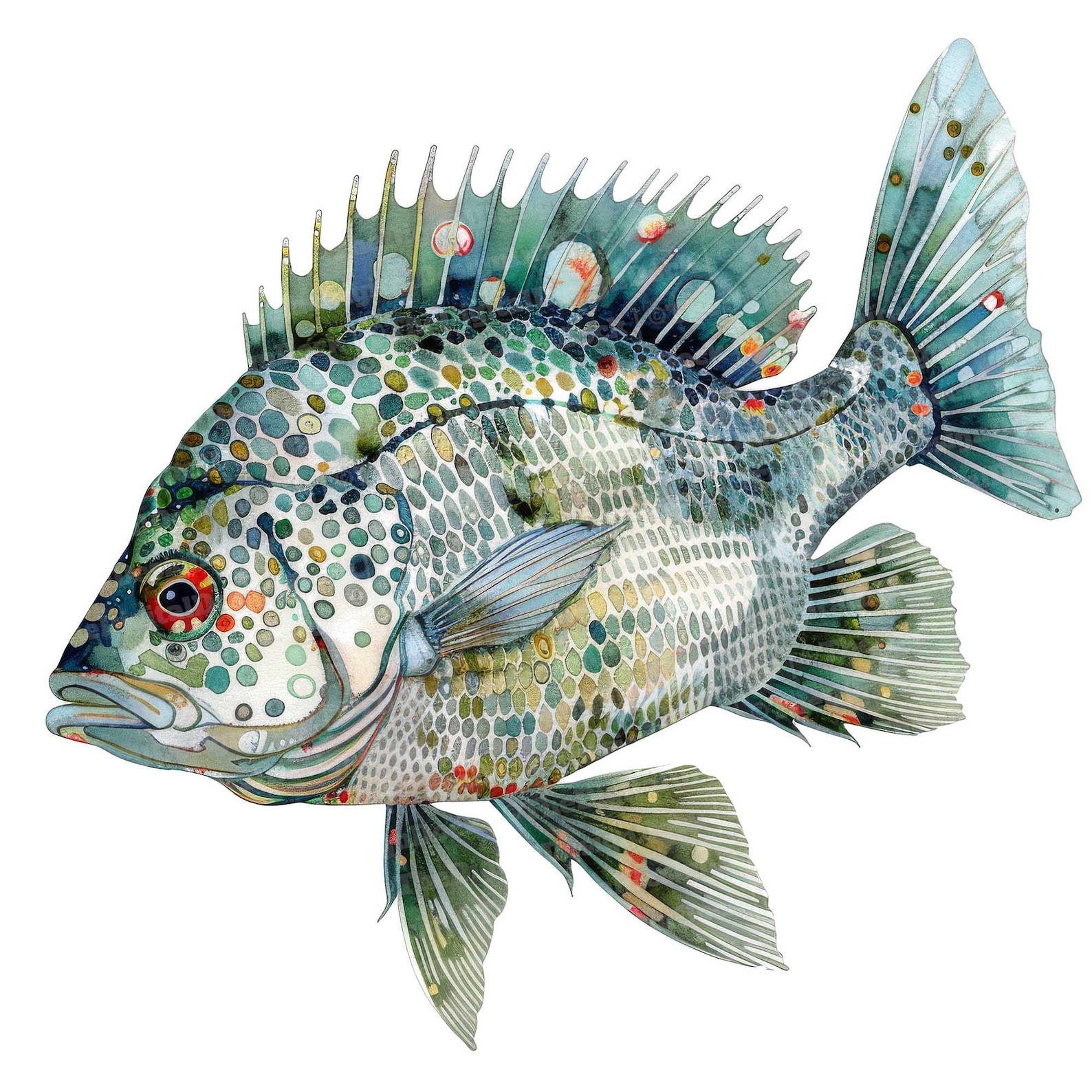 Crappie Fish Graphics 12 Crappie Fish Clipart, Watercolor Fish Clipart, Printable Watercolor ...