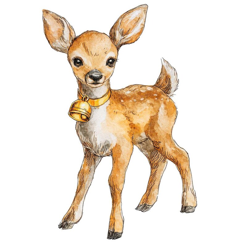 Jingle Bell Fawn PNG Clipart, 12x Christmas Deer Clip Art Set ...