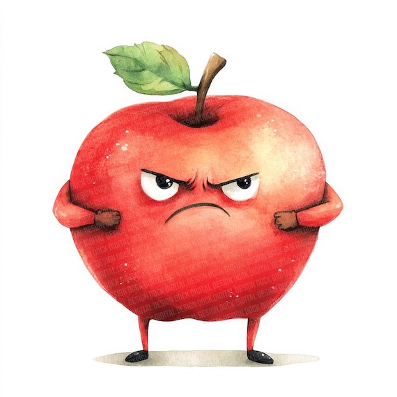 Mürrischer Apfel PNG Clip Art, 12x Lustiger Grüne Produktbild-Vorschau 10
