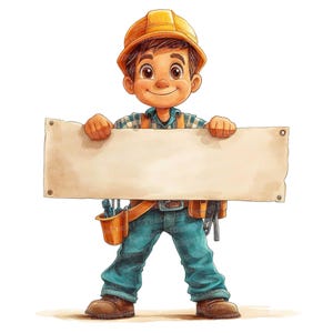 12x Construtor Personagem Clipart, Convite para Festa em Aquarela, JPGs de Alta Qualidade para Impressão, Download Digital, Artesanato em Papel, Festa de Aniversário de Menino