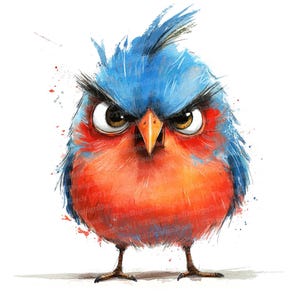 12 Grumpy Bird Clipart, Watercolor Angry Bird Clipart, Printable ...