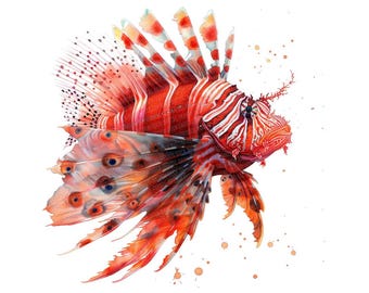 ミノカサゴ PNG クリップアート、12 個の雄大な海の魚のクリップアート