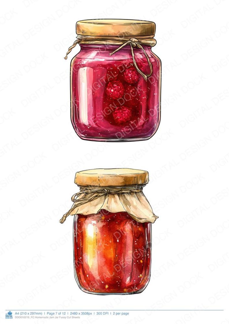 Homemade Jam Jar Fussy Cut Sheets, 12x Printable Pages, Junk Journal ...