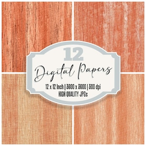 12 papeles digitales Lacewood Junk Journal con textura de motas rojas claras, patrón de vetas de madera, archivos JPG de alta calidad, descarga para álbumes de recortes