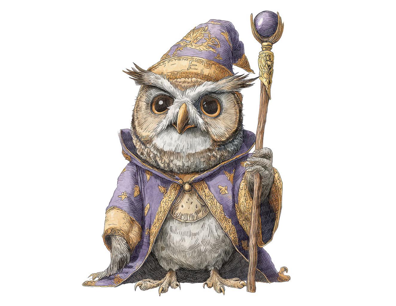 Owl Wizard PNG Clipart, 12x Magical Owl Clip Art, Printable Watercolor ...