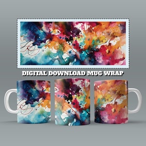 Colourful Mug Wrap, 11oz & 15 Oz Mug Sublimation Design, Alcohol Ink Spread Mug Wrap, Art Style Mug Sublimation, 11oz Mug Png, 15oz Mug PNG