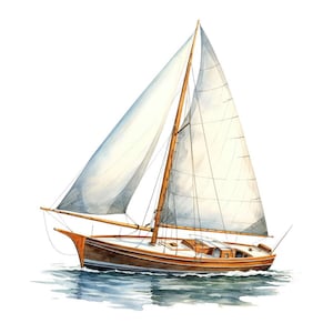 Sailboat Clipart, 12x Vintage Nautical Boat Art Set, Printable Watercolor Art, Transparent Background PNG, Digital Download, Paper Crafts image 15