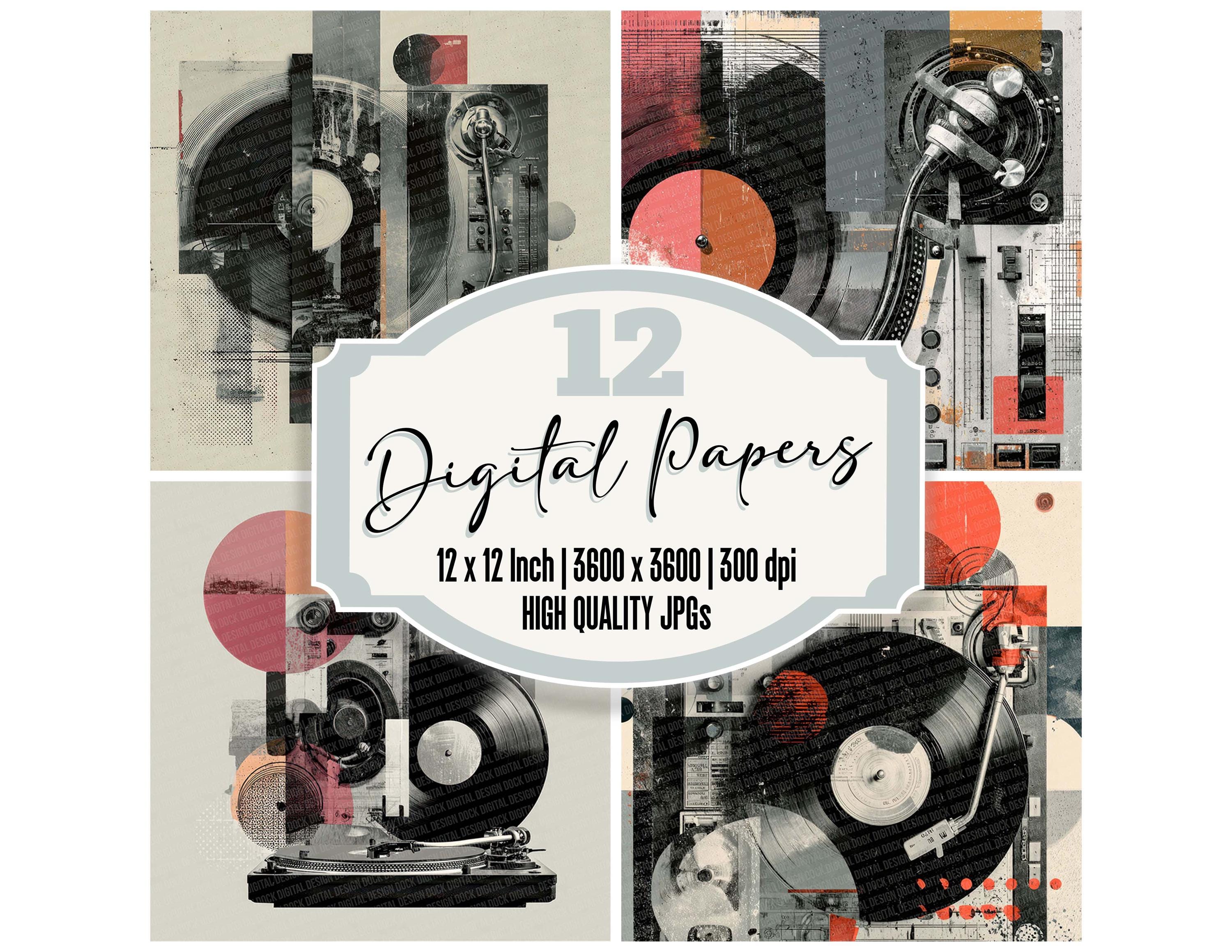 DJ Record Player Junk Journal Paper Pack 12x Turntable Digital