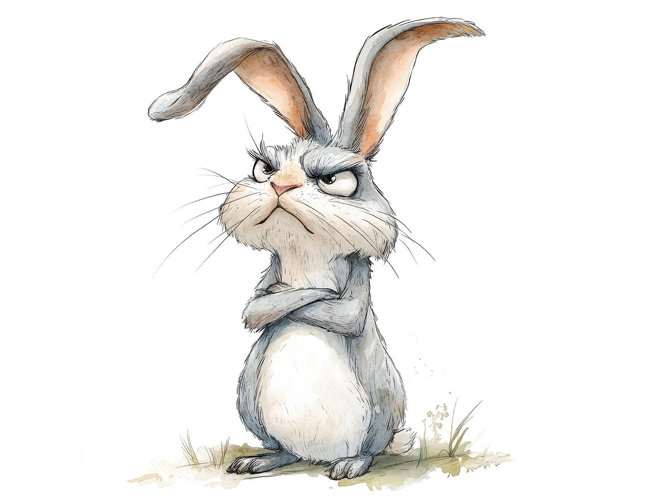 Grumpy Rabbit PNG Clipart, 12x Angry Bunny Clip Art Set, Printable ...