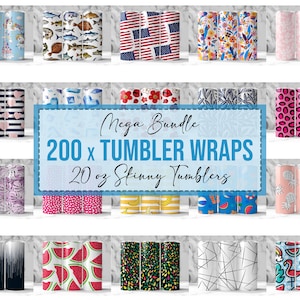 200x Tumbler Wraps for 20 oz Sublimation Tumbler Bulk Bundle Tumbler Downloads PNG Design Floral Digital Glitter Designs 20oz Mega Pack