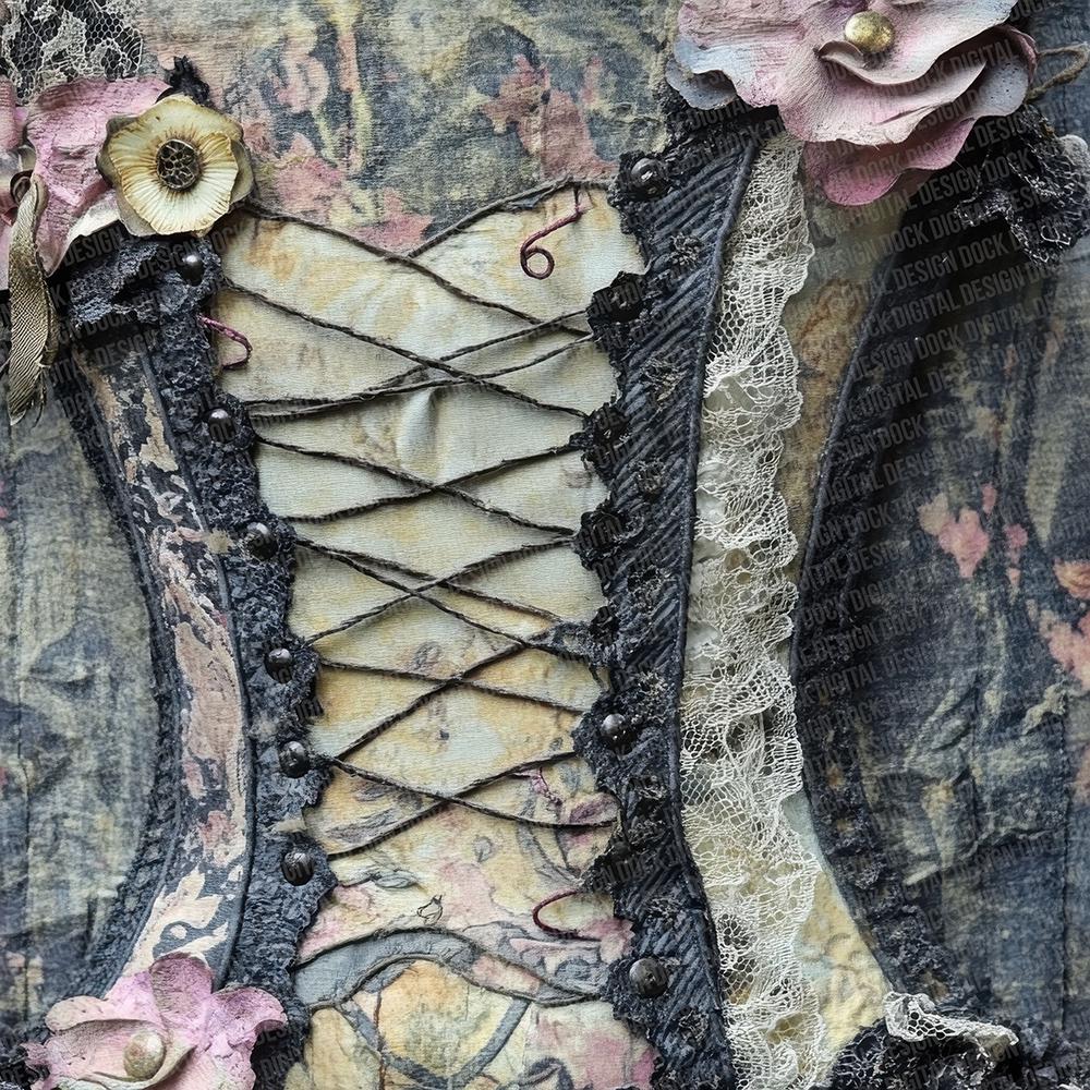 12x Corset Lace Junk Journal Paper Victorian Brocade Digital Paper Pack ...