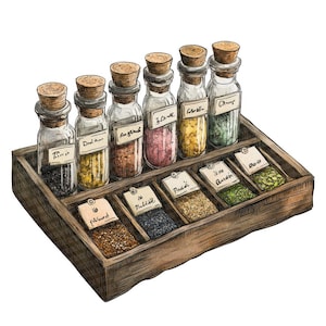 Seed Vial PNG Clipart, 12x Botanical Specimen Tray Clip Art Set, Printable Watercolor Clip Art, Digital Download, Transparent PNG