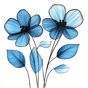 Clipart floreale blu PNG, 12 clipart di fiori ad acquerello, set di clipart PNG stampabili, PNG di alta qualità, download digitale, lavoretti di carta