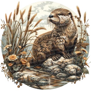 12 x clipart loutre vintage, clipart animaux de la forêt, clipart aquarelle imprimable, art mural, créations en papier, téléchargement numérique, journaux indésirables