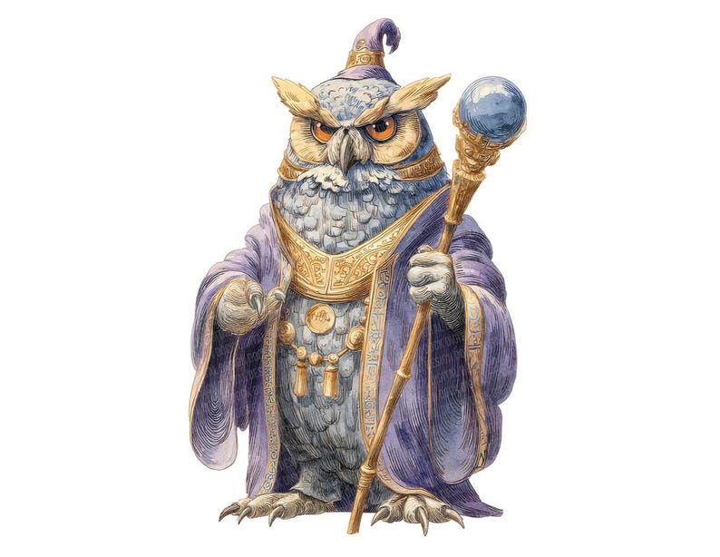 Owl Wizard PNG Clipart, 12x Magical Owl Clip Art, Printable Watercolor ...