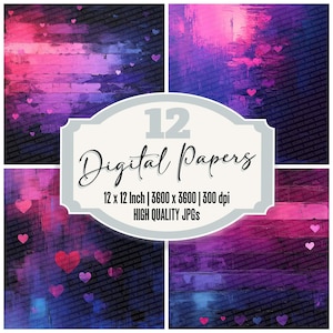 12x Bi Glitch Emotion Junk Journal Paper Pack de papier numérique Texture vieillie JPGs de haute qualité Papier pour scrapbooking