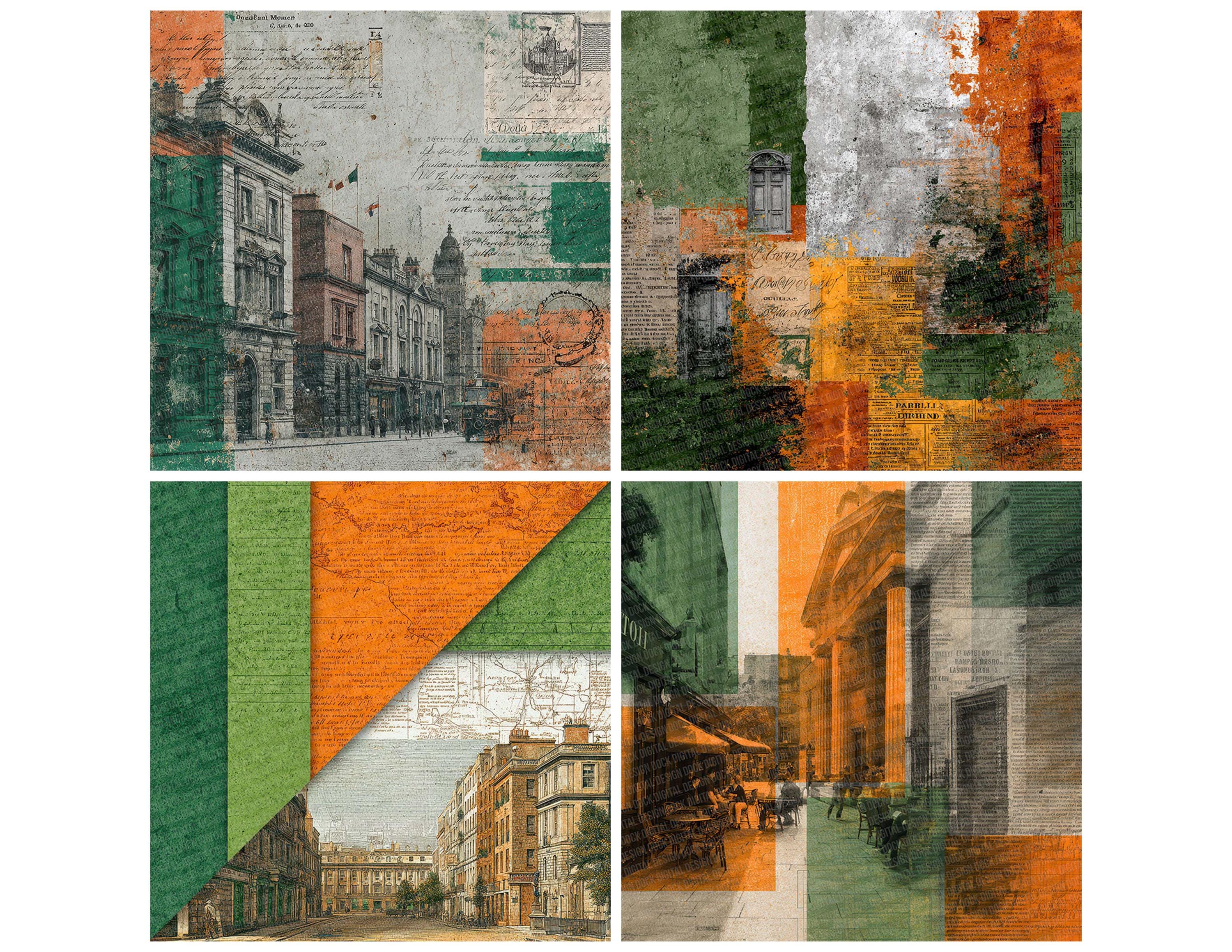 Dublin Script 12x Dublin Collage Junk Journal Paper Irish Doors Ephemera Script ...