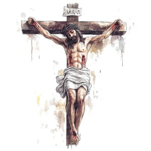 12 Jesus na Cruz PNG Clipart, Aquarela Crucificação Clip Art, Conjunto de Clip Art Religioso, PNG de Alta Qualidade, Download Digital, Scrapbooking