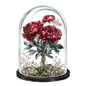 12 rosas rojas florales en forma de campana, clip art de reloj de arena con rosas en acuarela, descarga digital, PNG sin fondo, diario basura, ramo de rosas