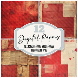 12x Redacted Junk Journal Paper Stamp Tab Digital Paper Pack Wysokiej jakości pliki JPG Grunge Texture Scrapbook Paper Vintage Document Download
