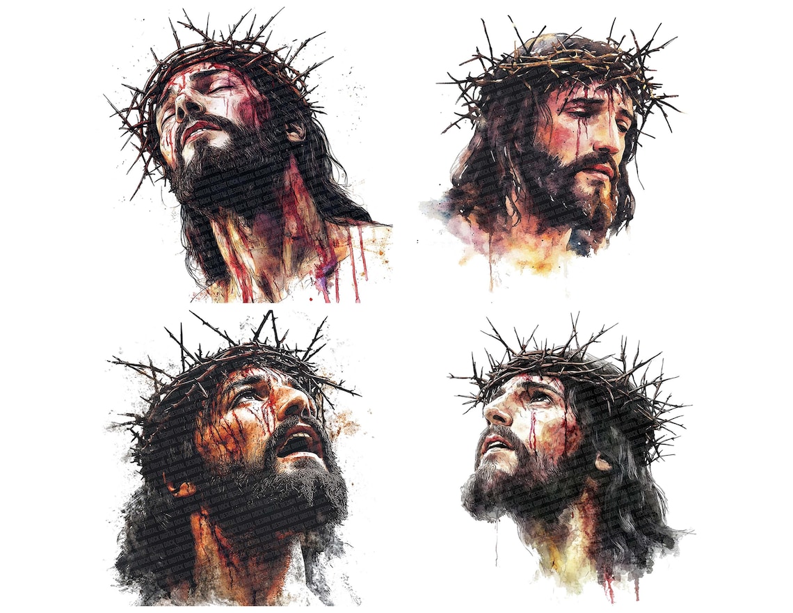 Jesus Crown of Thorns PNG Clipart, 12x Watercolor Religious Art Clip ...