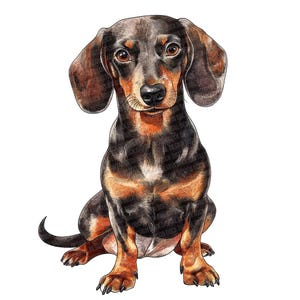 Dachshund Dog PNG Clip Art, 12x Watercolor Wiener Dog Clipart PNG Set, Printable Pet Clip Art, Paper Crafts, PNG Digital Download