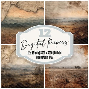 Paquete de 12 papeles digitales con textura de mapa y bandera de la Guerra Civil, con paisajes ahumados, archivos JPG de alta calidad, para descargar en álbumes de recortes.