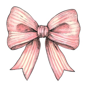 Pink Bow PNG Clipart, 12x Watercolor Ribbon Clip Art Set, Printable Decorative Bow Illustration, Paper Crafts, Digital Download,Junk Journal