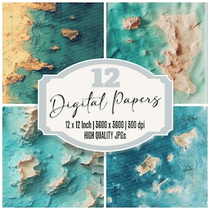 12x Insel Satellit Pixel Junk Journal Papier Digitales Papier Pack Ozean Karte Texturen Hochwertige JPGs Scrapbook Papier Printable Download