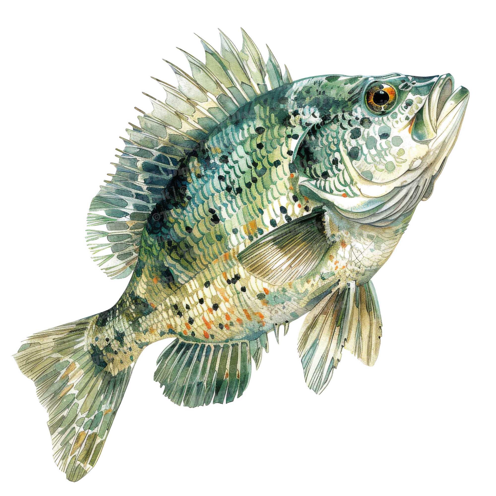 Crappie Fish Graphics 12 Crappie Fish Clipart, Watercolor Fish Clipart, Printable Watercolor ...