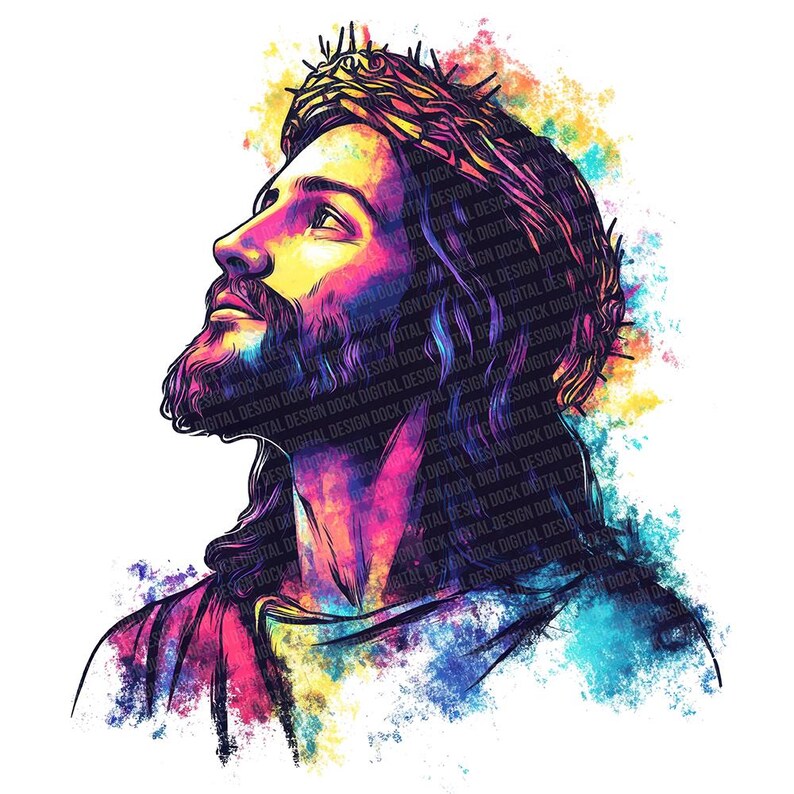 Jesus Christ PNG Clip Art, 12x Vibrant Neon Savior Clipart PNG Set ...