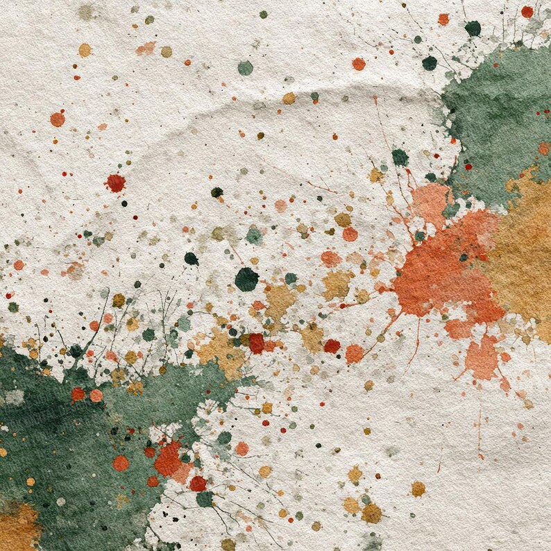 Rustic Splatter Sage Rust Digital Paper Pack 12x Junk Journal Paper ...