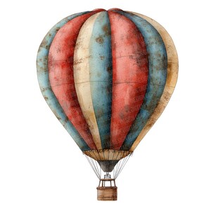 Hot Air Balloon PNG Clipart, 12x Vintage Balloon Clip Art Set ...