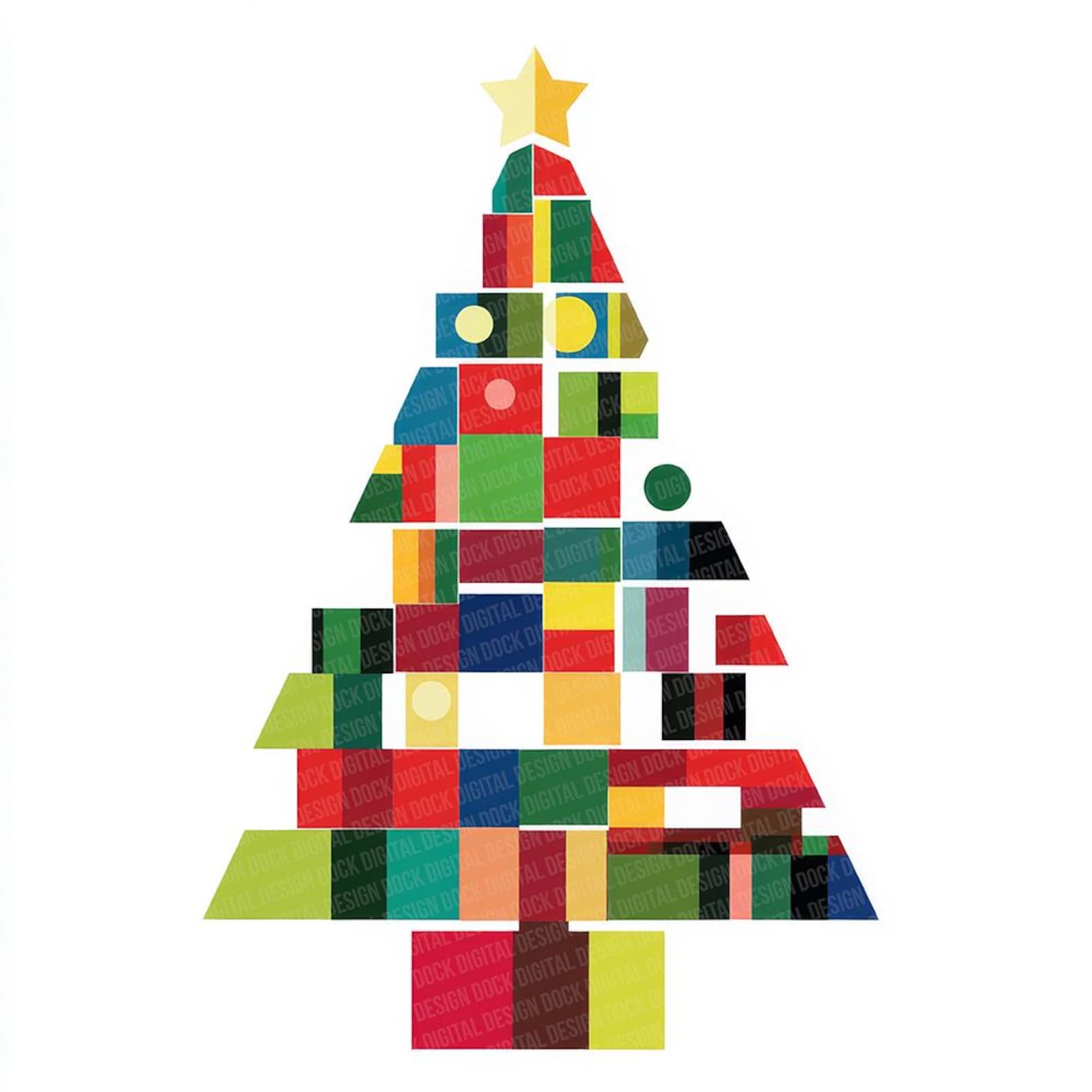 Christmas Tree PNG Clip Art, 12x Geometric Holiday Tree Clipart Set ...