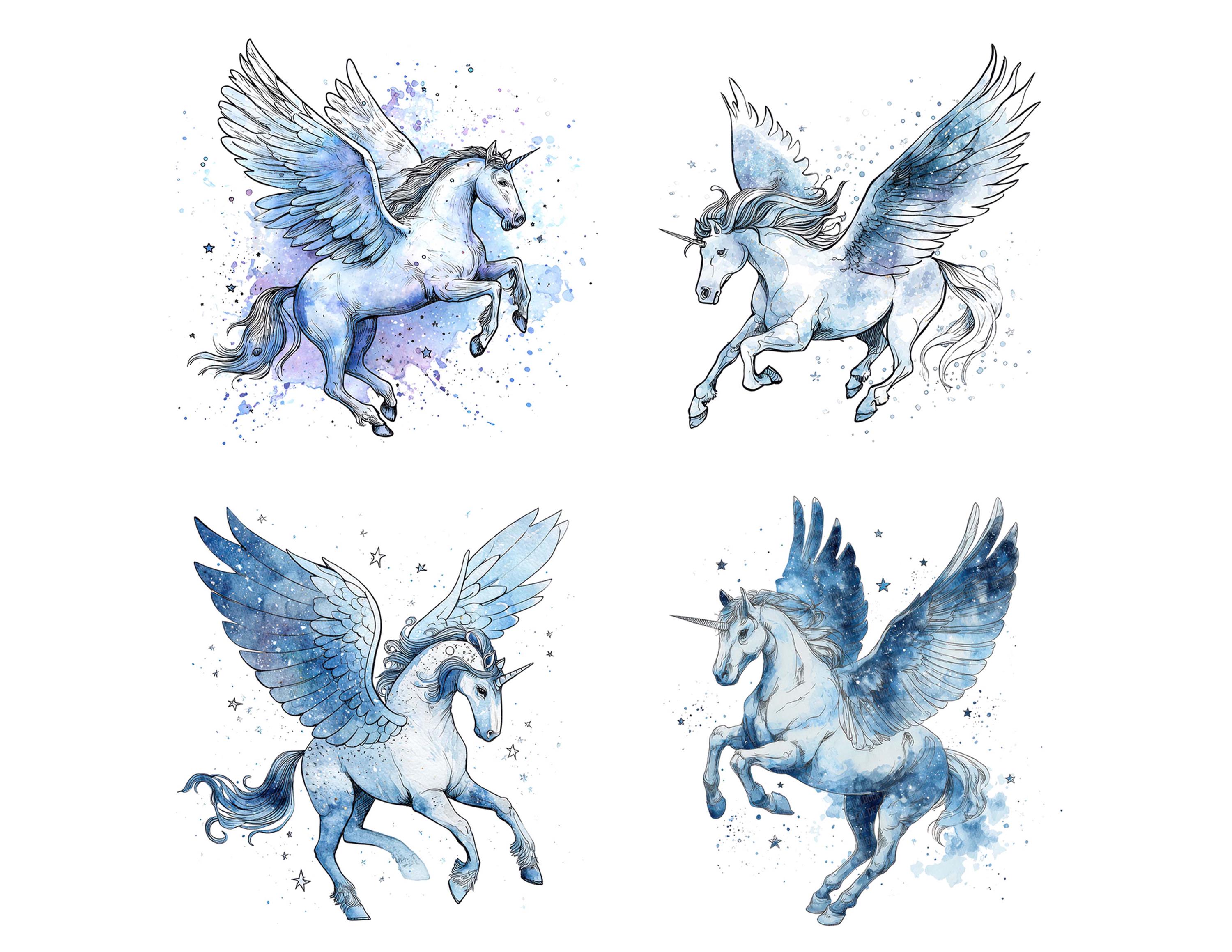 Pegasus PNG Clipart, 12x Fantasy Winged Horse Clip Art Set, Printable ...