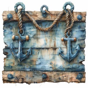 12 Nautical Anchor Sign Clipart, Rustic Anchor and Rope Clipart ...