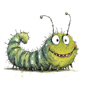 Chenille PNG Clipart, 12 x insecte dessin animé Clip Art, clipart insecte aquarelle imprimable, créations en papier, téléchargement numérique, journal indésirable
