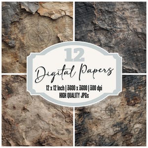 Paquete de 12 papeles digitales con textura de mapa arrugado y diseño de bandera de ceniza, fondos desgastados y archivos JPG de alta calidad.